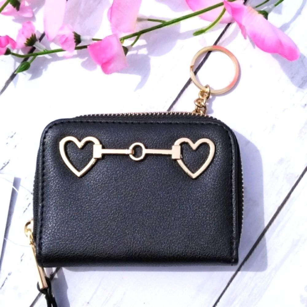 Small Key Chain Wallet With Heart Hardware